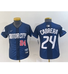 Youth Detroit Tigers 24 Miguel Cabrera 2024 Navy City Connect Cool Base Limited Stitched Baseball Jersey 003 Youth Detroit Tigers 24 Miguel Cabrera 2024 Navy City Connect Cool Base Limited Stitched Baseball Jersey 003