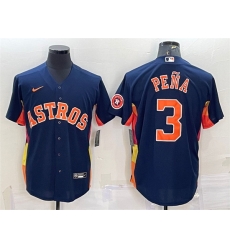 Men Houston Astros 3 Jeremy Pena Navy With Patch Cool Base Stitched Jersey Men Houston Astros 3 Jeremy Pena Navy With Patch Cool Base Stitched Jersey