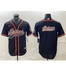 Men Houston Astros Black Team Big Logo With Patch Cool Base Stitched Baseball Jersey 1 Men Houston Astros Black Team Big Logo With Patch Cool Base Stitched Baseball Jersey 1