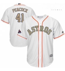 Mens Majestic Houston Astros 41 Brad Peacock Replica White 2018 Gold Program Cool Base MLB Jersey Mens Majestic Houston Astros 41 Brad Peacock Replica White 2018 Gold Program Cool Base MLB Jersey