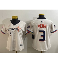 Women Houston Astros 3 Jeremy Pena Cream 2025 City Connect With Texas Patch Limited Stitched Baseball Jersey