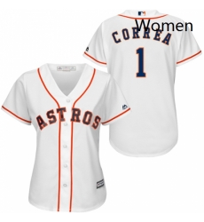 Womens Majestic Houston Astros 1 Carlos Correa Replica White Home Cool Base MLB Jersey Womens Majestic Houston Astros 1 Carlos Correa Replica White Home Cool Base MLB Jersey
