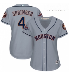 Womens Majestic Houston Astros 4 George Springer Authentic Grey Road 2017 World Series Champions Cool Base MLB Jersey Womens Majestic Houston Astros 4 George Springer Authentic Grey Road 2017 World Series Champions Cool Base MLB Jersey