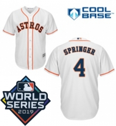 Womens Majestic Houston Astros 4 George Springer White Home Cool Base Sitched 2019 World Series Patch Jersey Womens Majestic Houston Astros 4 George Springer White Home Cool Base Sitched 2019 World Series Patch Jersey