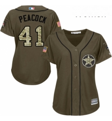 Womens Majestic Houston Astros 41 Brad Peacock Replica Green Salute to Service MLB Jersey Womens Majestic Houston Astros 41 Brad Peacock Replica Green Salute to Service MLB Jersey