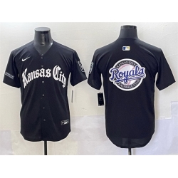 Men Kansas City Royals Team Big Logo Black  27Gothic Crown Edition 27 Vapor Premier Limited Stitched Baseball Jersey