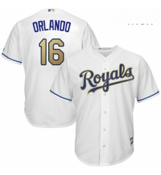 Mens Majestic Kansas City Royals 16 Paulo Orlando Replica White Home Cool Base MLB Jersey