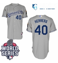 Mens Majestic Kansas City Royals 40 Kelvin Herrera Replica Grey Road Cool Base 2015 World Series Patch MLB Jersey Mens Majestic Kansas City Royals 40 Kelvin Herrera Replica Grey Road Cool Base 2015 World Series Patch MLB Jersey
