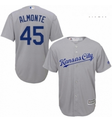 Mens Majestic Kansas City Royals 45 Abraham Almonte Replica Grey Road Cool Base MLB Jersey Mens Majestic Kansas City Royals 45 Abraham Almonte Replica Grey Road Cool Base MLB Jersey