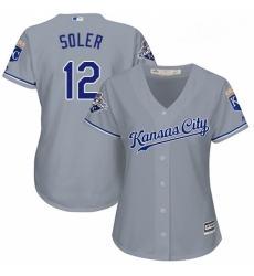 Womens Majestic Kansas City Royals 12 Jorge Soler Authentic Grey Road Cool Base MLB Jersey