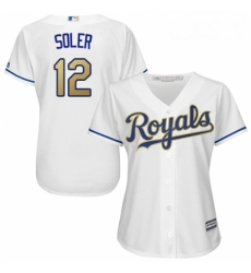 Womens Majestic Kansas City Royals 12 Jorge Soler Authentic White Home Cool Base MLB Jersey Womens Majestic Kansas City Royals 12 Jorge Soler Authentic White Home Cool Base MLB Jersey