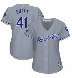 Womens Majestic Kansas City Royals 41 Danny Duffy Authentic Grey Road Cool Base MLB Jersey Womens Majestic Kansas City Royals 41 Danny Duffy Authentic Grey Road Cool Base MLB Jersey