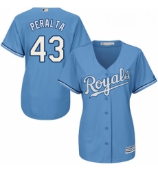 Womens Majestic Kansas City Royals 43 Wily Peralta Authentic Light Blue Alternate 1 Cool Base MLB Jersey Womens Majestic Kansas City Royals 43 Wily Peralta Authentic Light Blue Alternate 1 Cool Base MLB Jersey