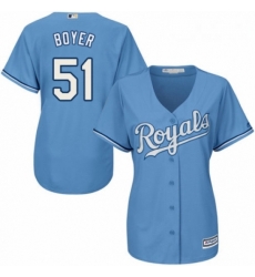 Womens Majestic Kansas City Royals 51 Blaine Boyer Replica Light Blue Alternate 1 Cool Base MLB Jersey Womens Majestic Kansas City Royals 51 Blaine Boyer Replica Light Blue Alternate 1 Cool Base MLB Jersey
