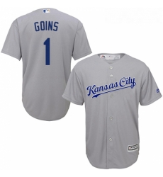Youth Majestic Kansas City Royals 1 Ryan Goins Replica Grey Road Cool Base MLB Jersey Youth Majestic Kansas City Royals 1 Ryan Goins Replica Grey Road Cool Base MLB Jersey