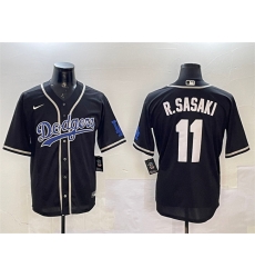 Men Los Angeles Dodgers 11 Roki Sasaki Black Cool Base Stitched Baseball Jersey Men Los Angeles Dodgers 11 Roki Sasaki Black Cool Base Stitched Baseball Jersey