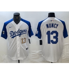 Men Los Angeles Dodgers 13 Max Muncy White Blue Vin Patch Cool Base Stitched Baseball Jersey 4 Men Los Angeles Dodgers 13 Max Muncy White Blue Vin Patch Cool Base Stitched Baseball Jersey 4