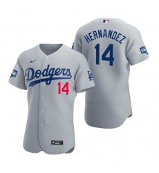 Men Los Angeles Dodgers 14 Enrique Hernandez Gray 2020 World Series Champions Flex Base Jersey Men Los Angeles Dodgers 14 Enrique Hernandez Gray 2020 World Series Champions Flex Base Jersey
