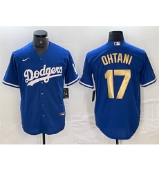 Men Los Angeles Dodgers 17 Shohei Ohtani Blue Gold Cool Base Stitched Baseball Jersey Men Los Angeles Dodgers 17 Shohei Ohtani Blue Gold Cool Base Stitched Baseball Jersey