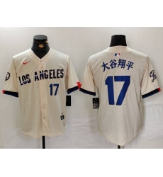 Men Los Angeles Dodgers 17 Shohei Ohtani Cream Stitched Baseball Jersey 4 Men Los Angeles Dodgers 17 Shohei Ohtani Cream Stitched Baseball Jersey 4