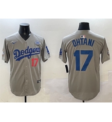 Men Los Angeles Dodgers 17 Shohei Ohtani Grey 2024 World Series With No 34 Patch Limited Stitched Baseball Jersey Men Los Angeles Dodgers 17 Shohei Ohtani Grey 2024 World Series With No 34 Patch Limited Stitched Baseball Jersey