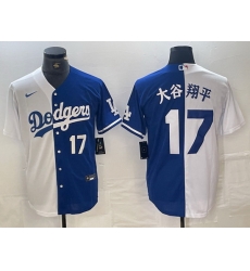 Men Los Angeles Dodgers 17 Shohei Ohtani White Blue Split Cool Base Stitched Baseball Jerseys Men Los Angeles Dodgers 17 Shohei Ohtani White Blue Split Cool Base Stitched Baseball Jerseys