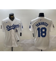 Men Los Angeles Dodgers 18 Yoshinobu Yamamoto White 2024 World Series With Fernando Memorial Patch Home Limited Stitched Baseball Jersey 5 Men Los Angeles Dodgers 18 Yoshinobu Yamamoto White 2024 World Series With Fernando Memorial Patch Home Limited Stitched Baseball Jersey 5