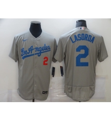 Men Los Angeles Dodgers 2 Tommy Lasorda Grey Flex Base Sttiched Jersey Men Los Angeles Dodgers 2 Tommy Lasorda Grey Flex Base Sttiched Jersey