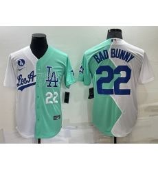 Men Los Angeles Dodgers 22 Bad Bunny 2022 All Star White Green Cool Base Stitched Baseball Jerseys Men Los Angeles Dodgers 22 Bad Bunny 2022 All Star White Green Cool Base Stitched Baseball Jerseys