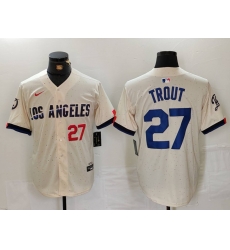 Men Los Angeles Dodgers 27 Mike Trout Cream 2024 City Connect Limited Stitched Baseball Jersey 2 Men Los Angeles Dodgers 27 Mike Trout Cream 2024 City Connect Limited Stitched Baseball Jersey 2