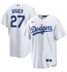 Men Los Angeles Dodgers 27 Trevor Bauer White Nike Cool Base Jersey Men Los Angeles Dodgers 27 Trevor Bauer White Nike Cool Base Jersey