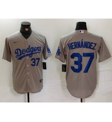 Men Los Angeles Dodgers 37 Teoscar Hernandez Grey Cool Base Stitched Baseball Jersey 8 Men Los Angeles Dodgers 37 Teoscar Hernandez Grey Cool Base Stitched Baseball Jersey 8
