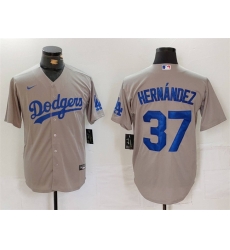 Men Los Angeles Dodgers 37 Teoscar Hernandez Grey Cool Base Stitched Baseball Jersey Men Los Angeles Dodgers 37 Teoscar Hernandez Grey Cool Base Stitched Baseball Jersey