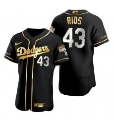 Men Los Angeles Dodgers 43 Edwin Rios Black 2020 World Series Champions Golden Limited Jersey Men Los Angeles Dodgers 43 Edwin Rios Black 2020 World Series Champions Golden Limited Jersey
