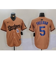 Men Los Angeles Dodgers 5 5 Freddie Freeman Brown Cool Base Stitched Baseball Jersey 8 Men Los Angeles Dodgers 5 5 Freddie Freeman Brown Cool Base Stitched Baseball Jersey 8