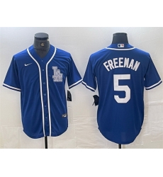 Men Los Angeles Dodgers 5 Freddie Freeman Blue Cool Base Stitched Baseball Jersey Men Los Angeles Dodgers 5 Freddie Freeman Blue Cool Base Stitched Baseball Jersey