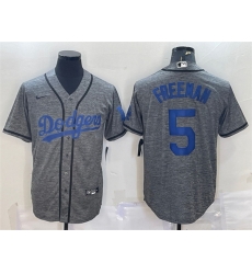 Men Los Angeles Dodgers 5 Freddie Freeman Grey Cool Base Stitched Jersey Men Los Angeles Dodgers 5 Freddie Freeman Grey Cool Base Stitched Jersey