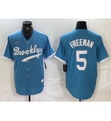 Men Los Angeles Dodgers 5 Freddie Freeman Light Blue Throwback Cool Base Stitched Baseball Jersey Men Los Angeles Dodgers 5 Freddie Freeman Light Blue Throwback Cool Base Stitched Baseball Jersey
