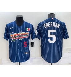 Men Los Angeles Dodgers 5 Freddie Freeman Navy Mexico Rainbow Cool Base Stitched Baseball Jersey Men Los Angeles Dodgers 5 Freddie Freeman Navy Mexico Rainbow Cool Base Stitched Baseball Jersey