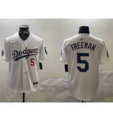 Men Los Angeles Dodgers 5 Freddie Freeman White Gold 2024 World Series Home Limited Stitched Baseball Jersey Men Los Angeles Dodgers 5 Freddie Freeman White Gold 2024 World Series Home Limited Stitched Baseball Jersey