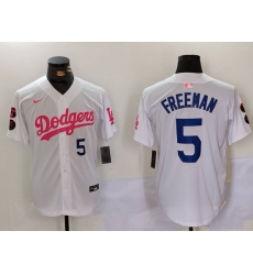 Men Los Angeles Dodgers 5 Freddie Freeman White Pink Vin 26 Kobe Patch Stitched Baseball Jersey 2 Men Los Angeles Dodgers 5 Freddie Freeman White Pink Vin 26 Kobe Patch Stitched Baseball Jersey 2