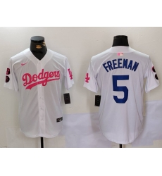 Men Los Angeles Dodgers 5 Freddie Freeman White Pink Vin 26 Kobe Patch Stitched Baseball Jersey 6 Men Los Angeles Dodgers 5 Freddie Freeman White Pink Vin 26 Kobe Patch Stitched Baseball Jersey 6