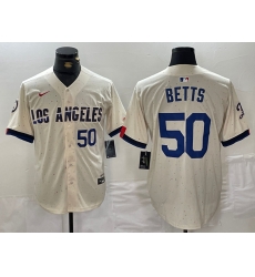 Men Los Angeles Dodgers 50 Mookie Betts Cream Stitched Baseball Jersey 4 Men Los Angeles Dodgers 50 Mookie Betts Cream Stitched Baseball Jersey 4