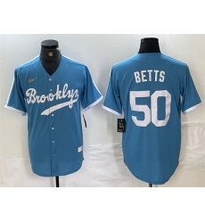 Men Los Angeles Dodgers 50 Mookie Betts Light Blue Throwback Cool Base Stitched Baseball Jersey Men Los Angeles Dodgers 50 Mookie Betts Light Blue Throwback Cool Base Stitched Baseball Jersey