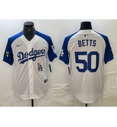 Men Los Angeles Dodgers 50 Mookie Betts White Blue Vin Patch Cool Base Stitched Baseball Jersey 5 Men Los Angeles Dodgers 50 Mookie Betts White Blue Vin Patch Cool Base Stitched Baseball Jersey 5