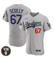Men Los Angeles Dodgers 67 Vin Scully 2022 Grey Vin Scully Patch Flex Base Stitched Baseball Jersey Men Los Angeles Dodgers 67 Vin Scully 2022 Grey Vin Scully Patch Flex Base Stitched Baseball Jersey