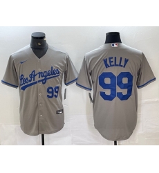 Men Los Angeles Dodgers 99 Joe Kelly Grey Stitched Jersey 4 Men Los Angeles Dodgers 99 Joe Kelly Grey Stitched Jersey 4