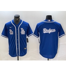 Men Los Angeles Dodgers Big logo Blue Cool Base Stitched Baseball Jersey 6 Men Los Angeles Dodgers Big logo Blue Cool Base Stitched Baseball Jersey 6