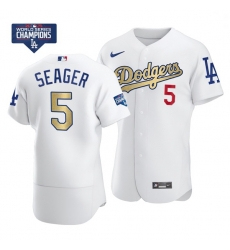 Men Los Angeles Dodgers Corey Seager 5 Gold Program White Flex Base Stitched Jersey Men Los Angeles Dodgers Corey Seager 5 Gold Program White Flex Base Stitched Jersey