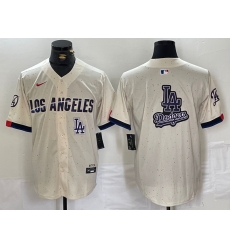 Men Los Angeles Dodgers Team Big Logo Cream Stitched Baseball Jersey 002 Men Los Angeles Dodgers Team Big Logo Cream Stitched Baseball Jersey 002
